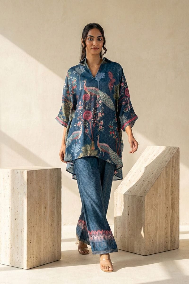 India Circus by Krsnaa Mehta Poetic Peacocks Co-Ord Set