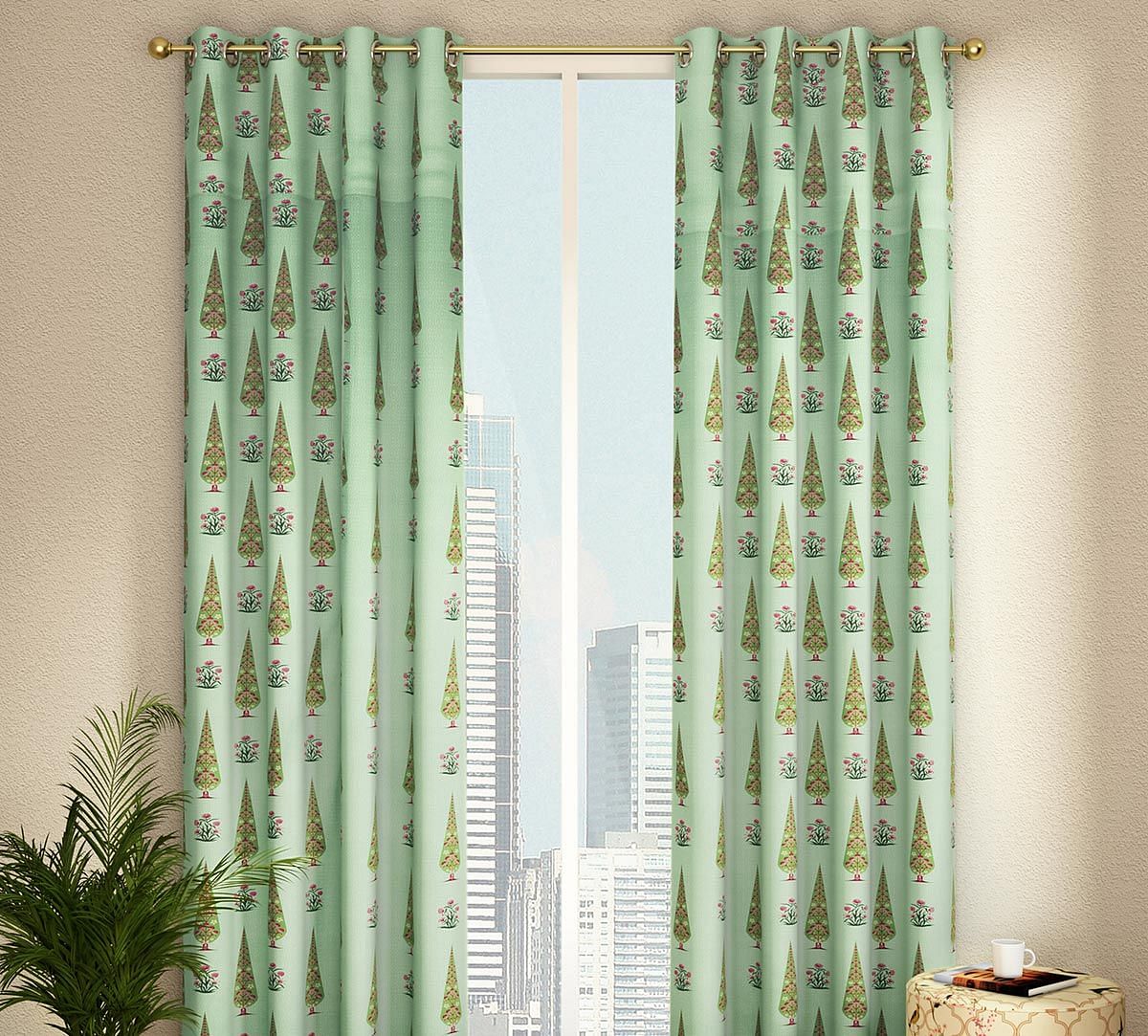 India Circus by Krsnaa Mehta Poppy Conifer Full Length Curtain