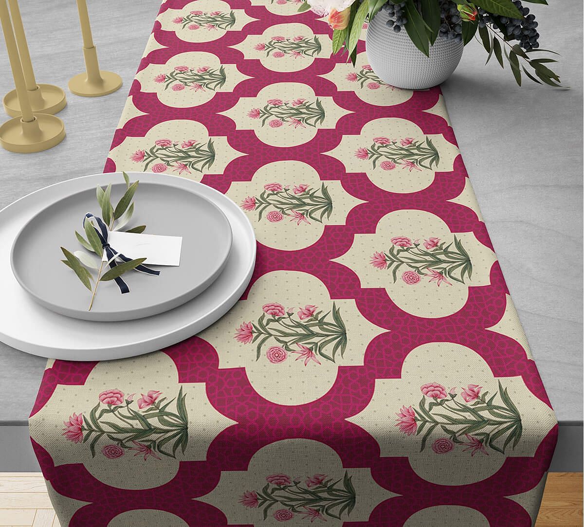 India Circus by Krsnaa Mehta Poppy Flower Scarlet Table and Bed Runner