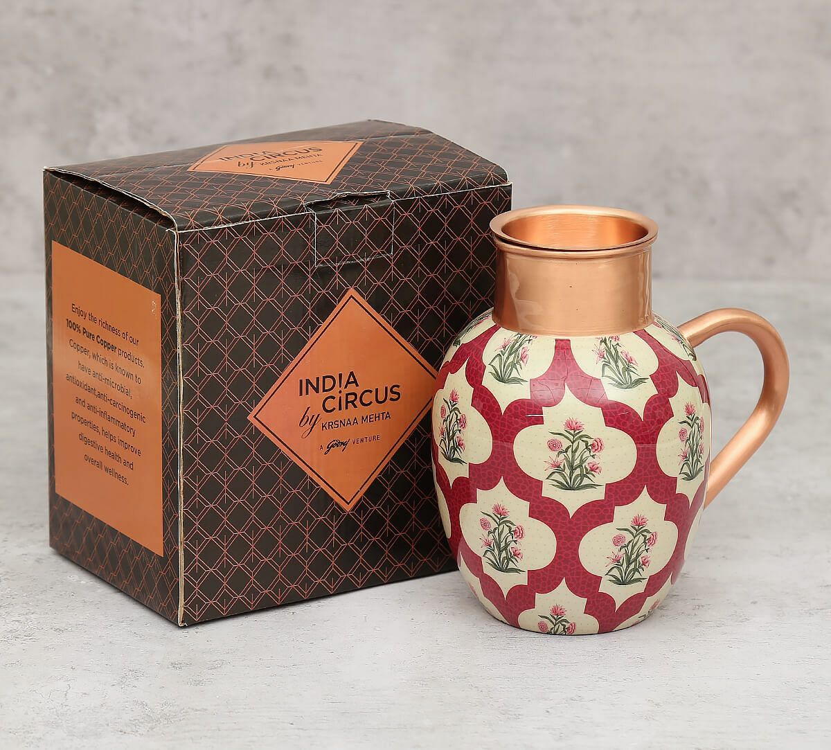 India Circus by Krsnaa Mehta Poppy Flower Scarlet Copper Jug Set