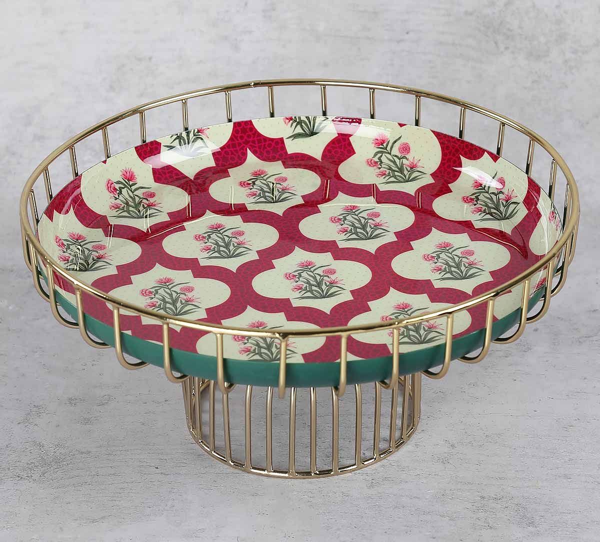 India Circus By Krsnaa Mehta Poppy Flower Scarlet Iron Cake Stand