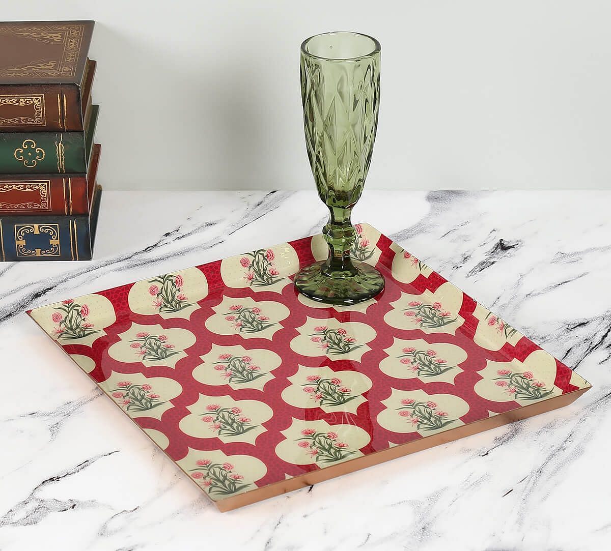 India Circus by Krsnaa Mehta Poppy Flower Scarlet Steel Platter