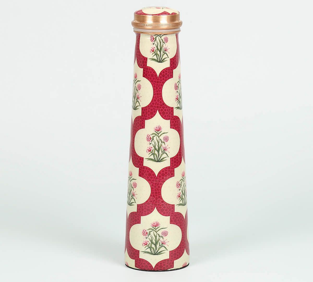 India Circus by Krsnaa Mehta Poppy Flower Scarlet Tapered Copper Bottle