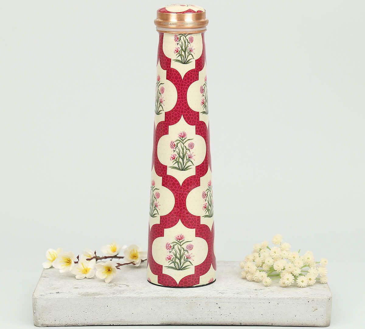 India Circus by Krsnaa Mehta Poppy Flower Scarlet Tapered Copper Bottle
