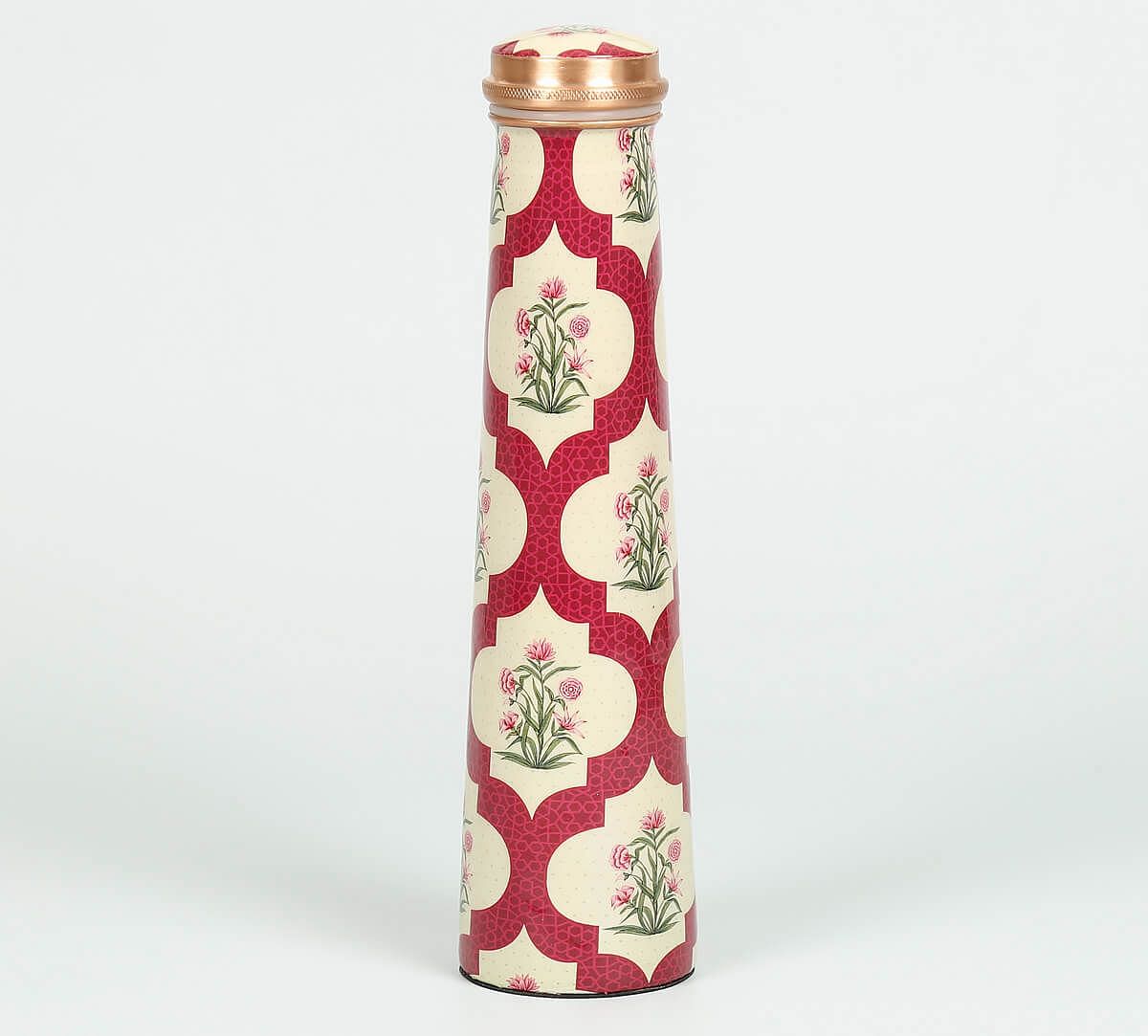 India Circus by Krsnaa Mehta Poppy Flower Scarlet Tapered Copper Bottle