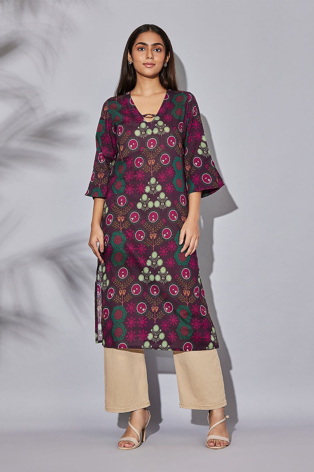 India Circus by Krsnaa Mehta Raceme Rosettes Kaftan Kurti Long