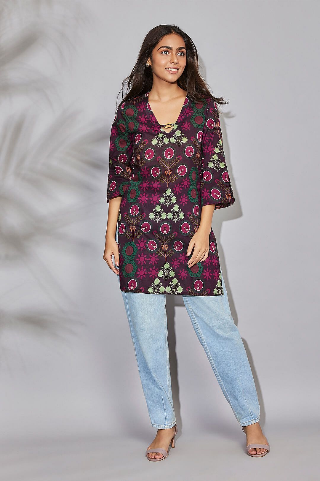 India Circus by Krsnaa Mehta Raceme Rosettes Kaftan Kurti Short