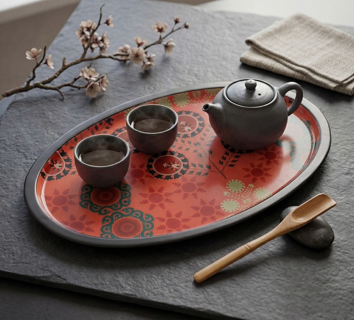 Raceme Rosettes Oval Tray