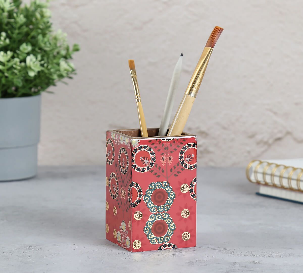 India Circus by Krsnaa Mehta Raceme Rosettes Square Pen Holder