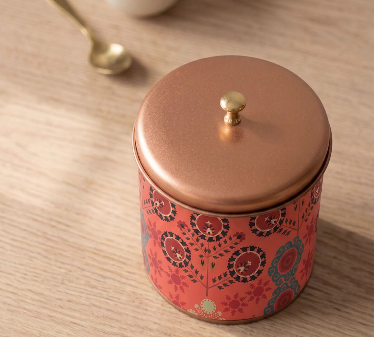 Raceme Rosettes Steel Cookie Jar