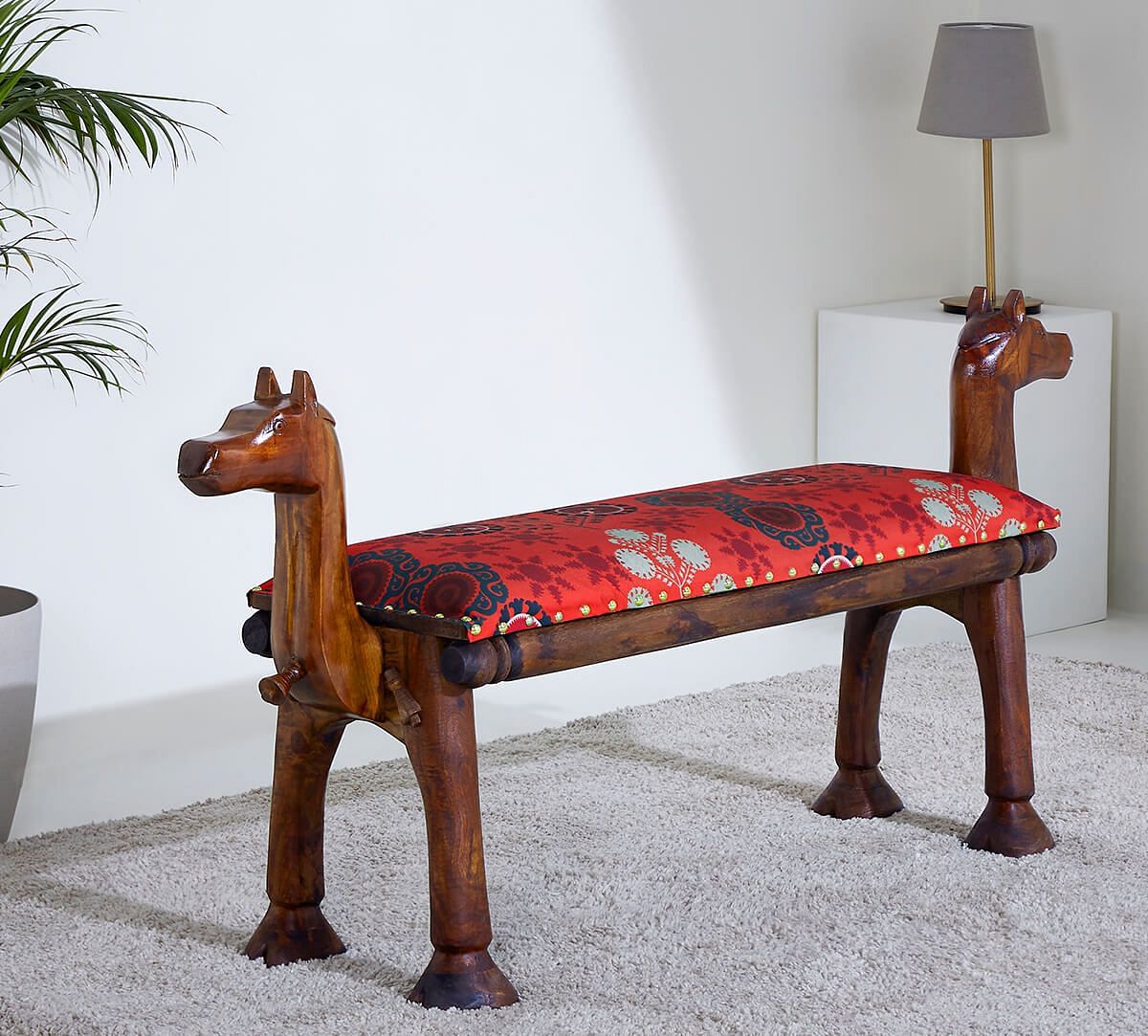 India Circus by Krsnaa Mehta Raceme Rosettes Wooden Camel Bench