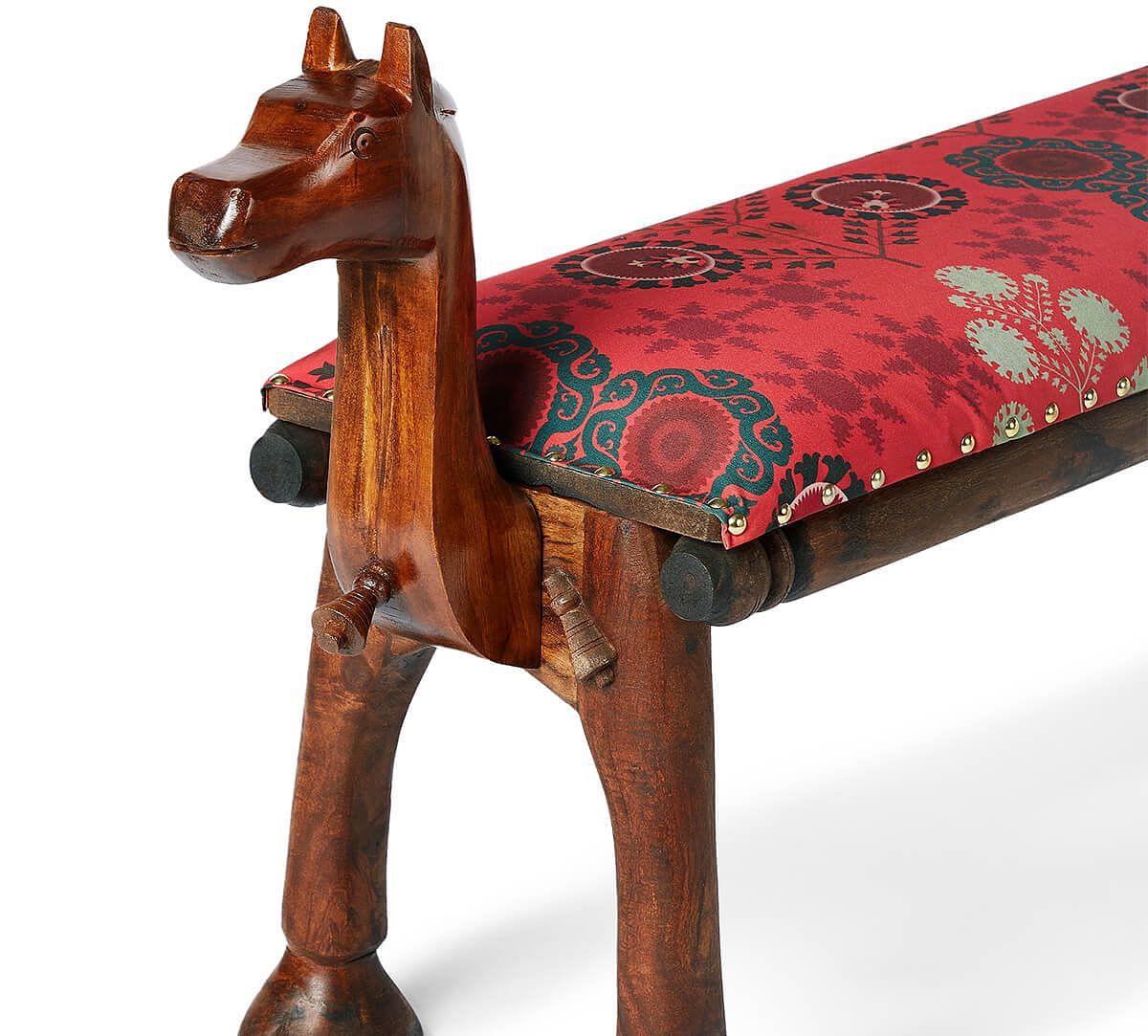 India Circus by Krsnaa Mehta Raceme Rosettes Wooden Camel Bench