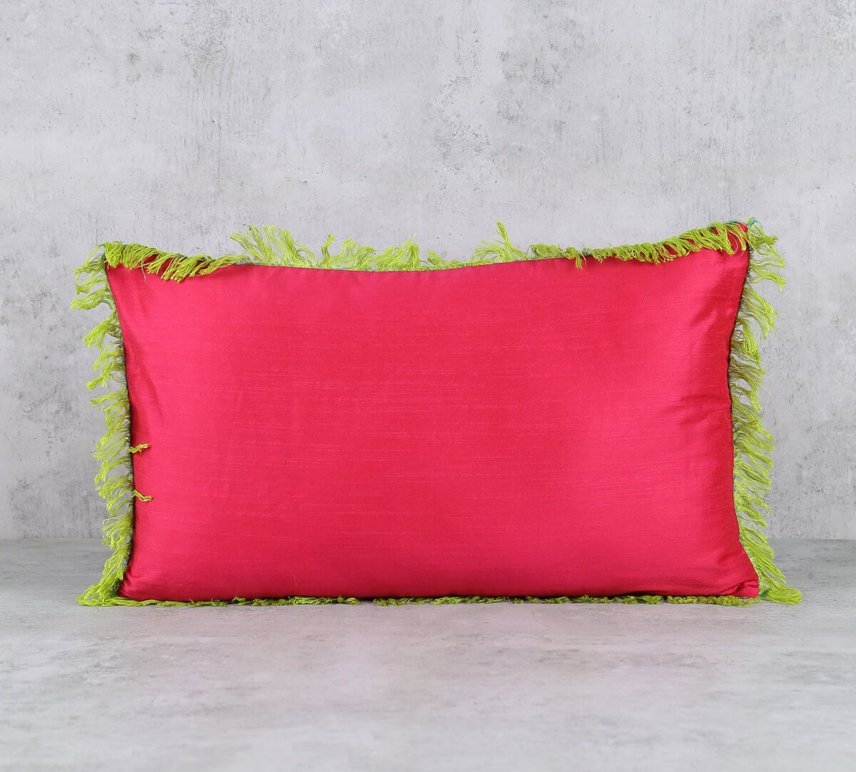 India Circus by Krsnaa Mehta Raspberry Fringe Cushion Cove