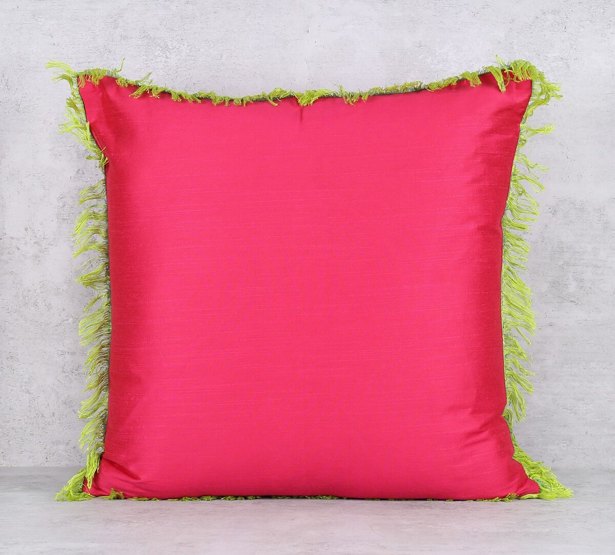 India Circus by Krsnaa Mehta Raspberry Fringe Cushion Cove