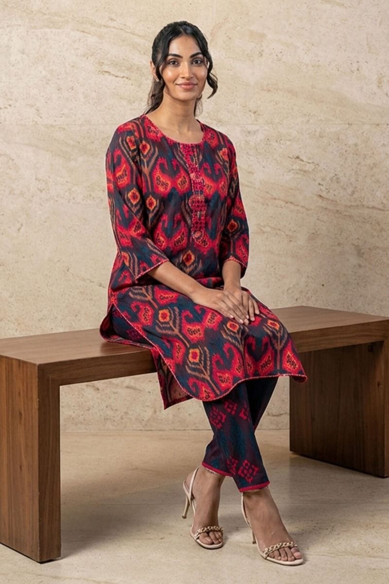 India Circus by Krsnaa Mehta Red Paisleys Co-Ord Set