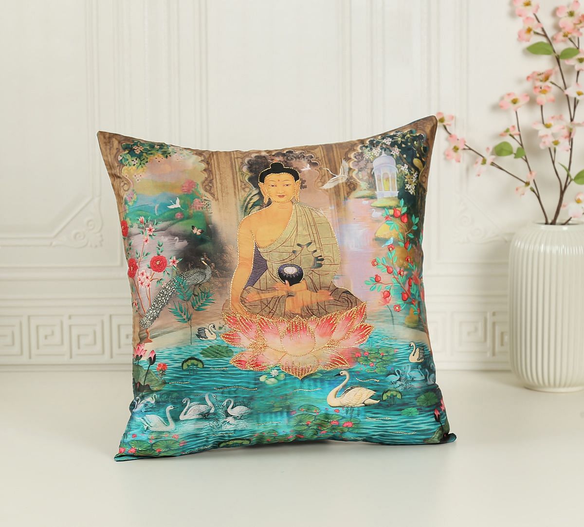 India Circus by Krsnaa Mehta Regal Magnificence Embroidered Cushion Cover