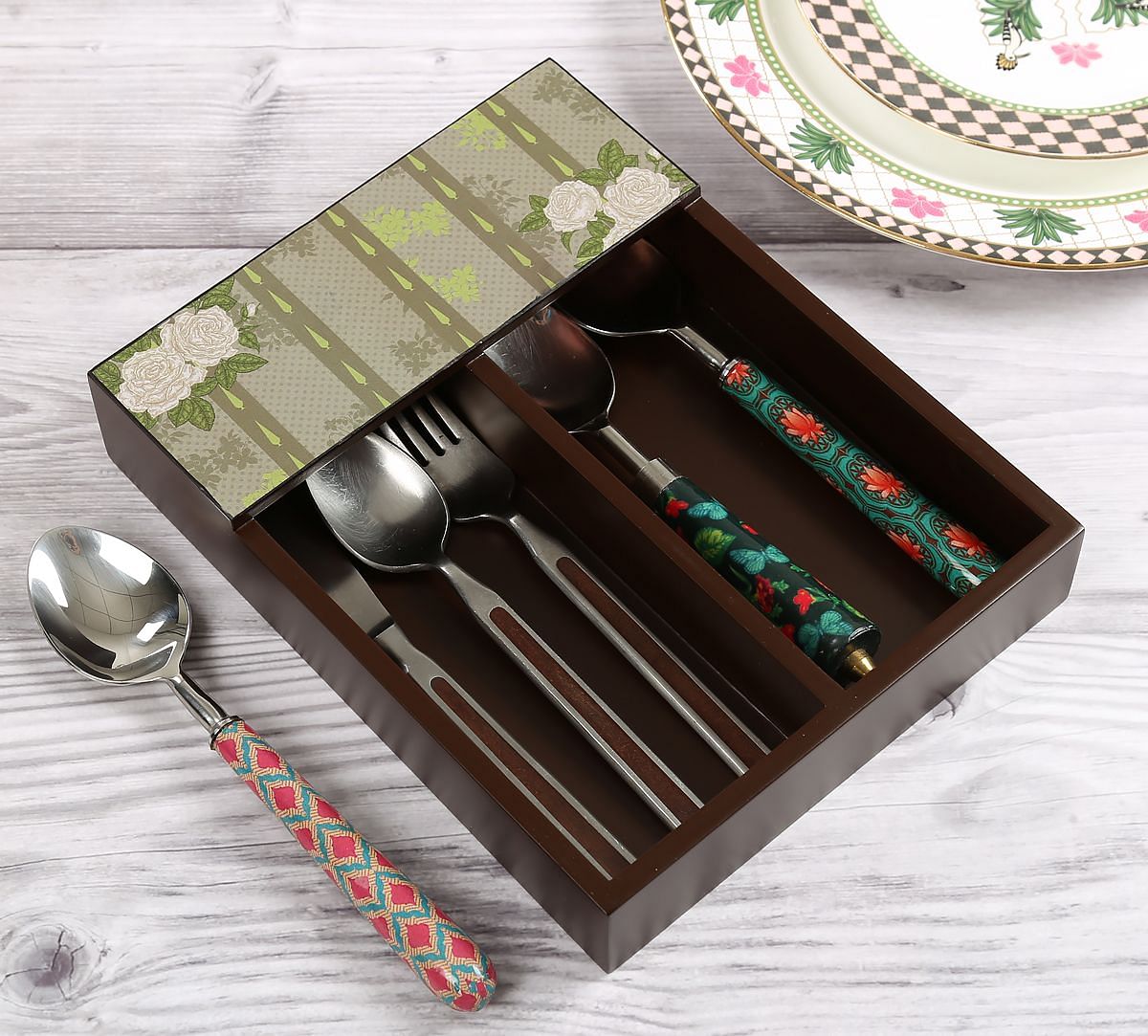 India Circus by Krsnaa Mehta Rose Alba's Tenor Cutlery Tray