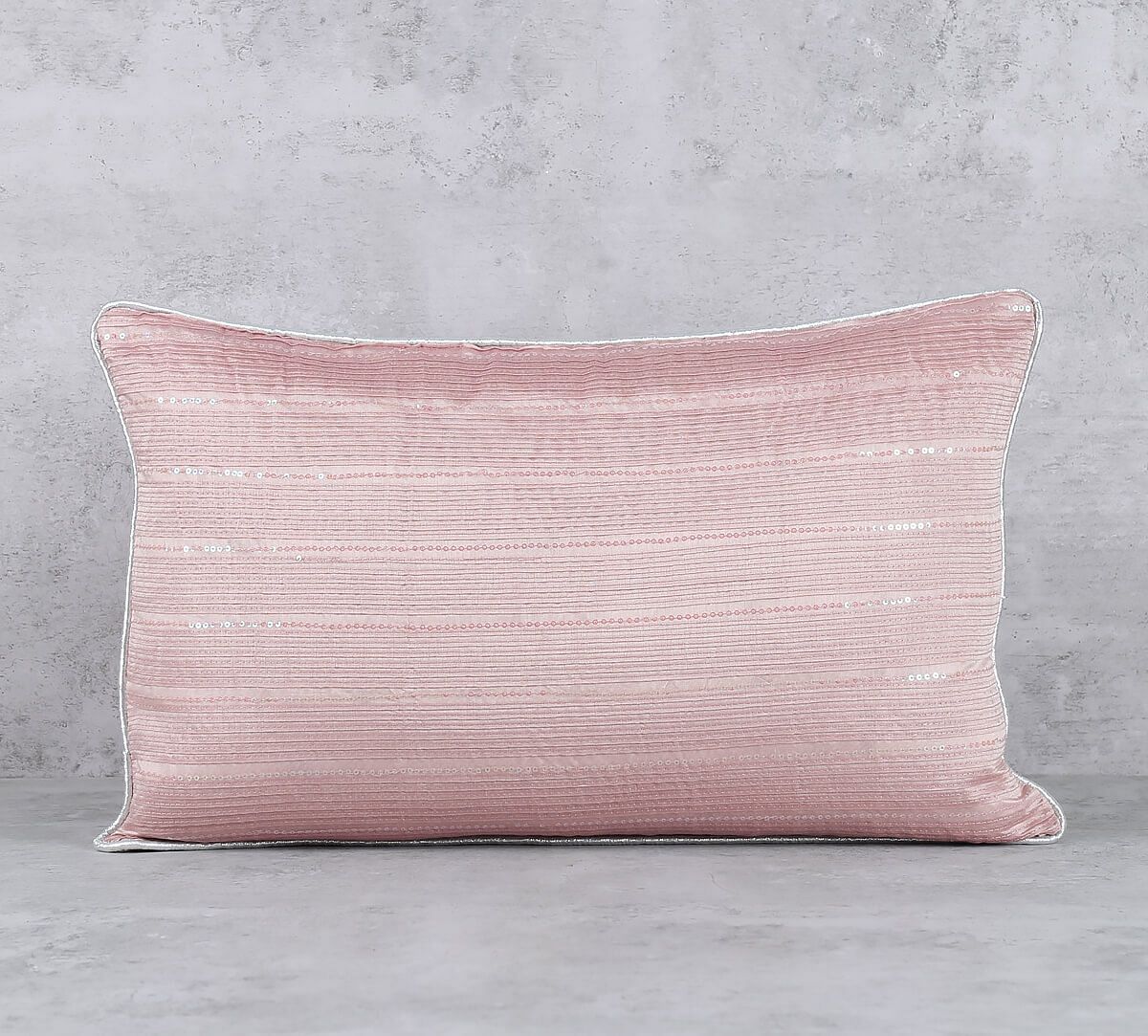 India Circus by Krsnaa Mehta Rose Gold Chanderi Sequins Work Cushion Cover