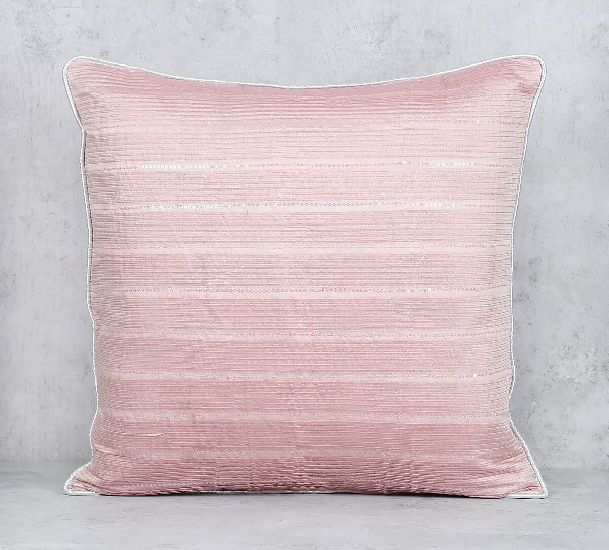 India Circus by Krsnaa Mehta Rose Gold Chanderi Sequins Work Cushion Cover