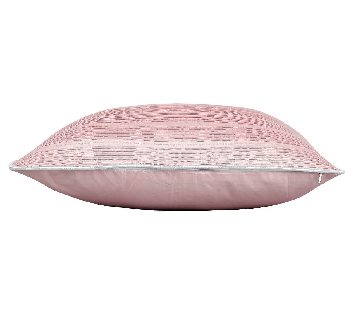 India Circus by Krsnaa Mehta Rose Gold Chanderi Sequins Work Cushion Cover