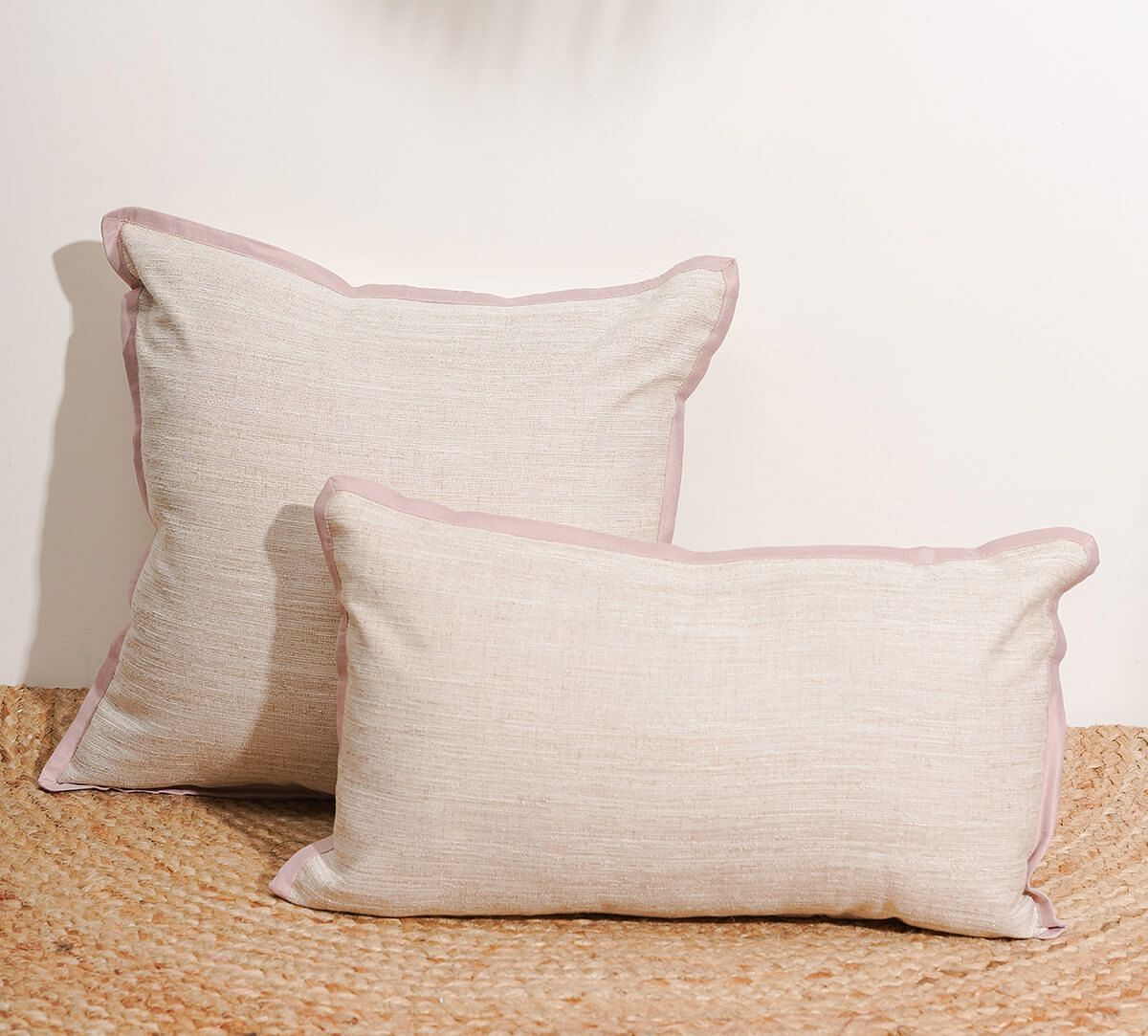 India Circus by Krsnaa Mehta Rose Quartz Flange Khadi Cushion Cover