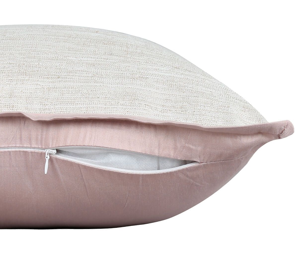 India Circus by Krsnaa Mehta Rose Quartz Flange Khadi Cushion Cover
