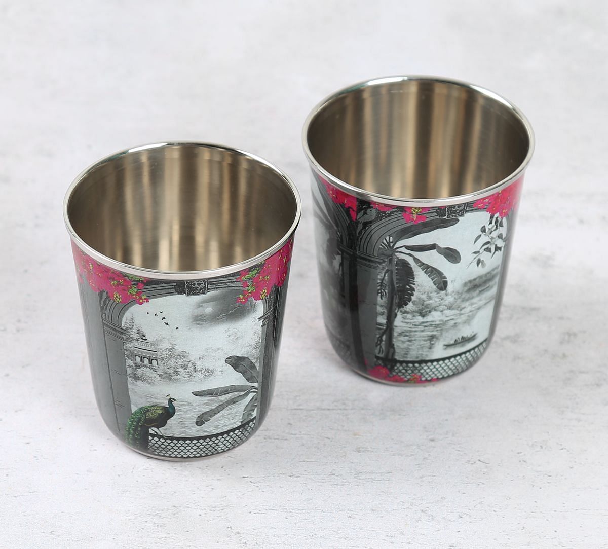 India Circus by Krsnaa Mehta Royal Hues Small Steel Tumbler Set of 2