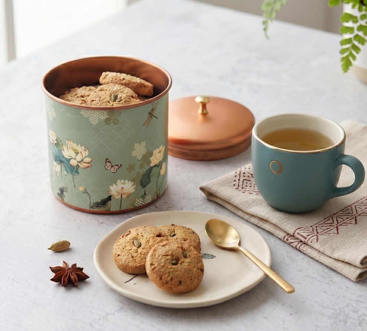 Sage Serenity Steel Cookie Jar