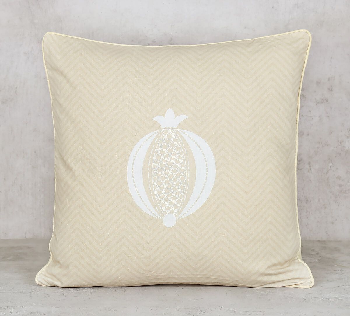 India Circus by Krsnaa Mehta Sandy Chevron Cotton Poplin Cushion Cover