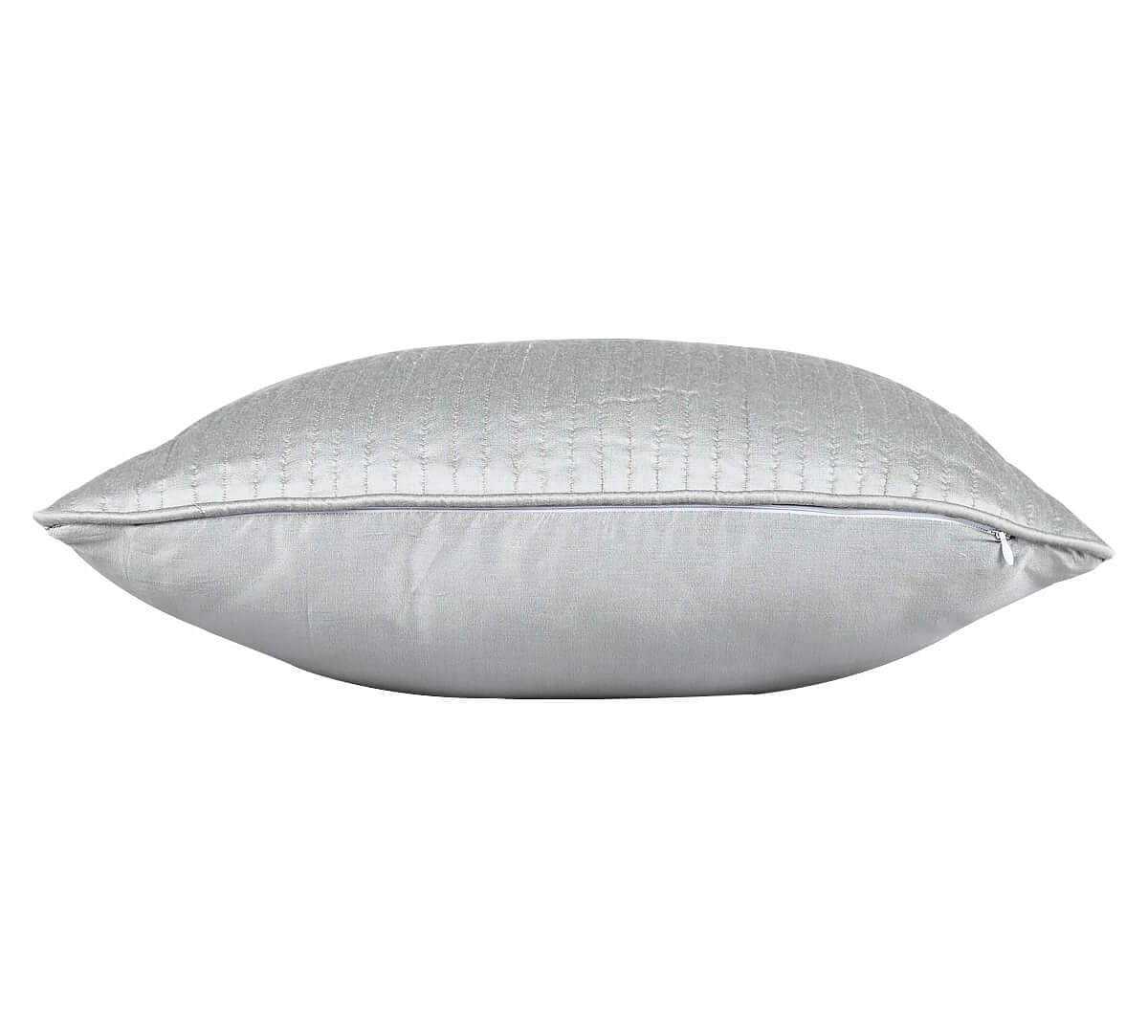 India Circus by Krsnaa Mehta Silver Pintucks Quilted Cushion Cover