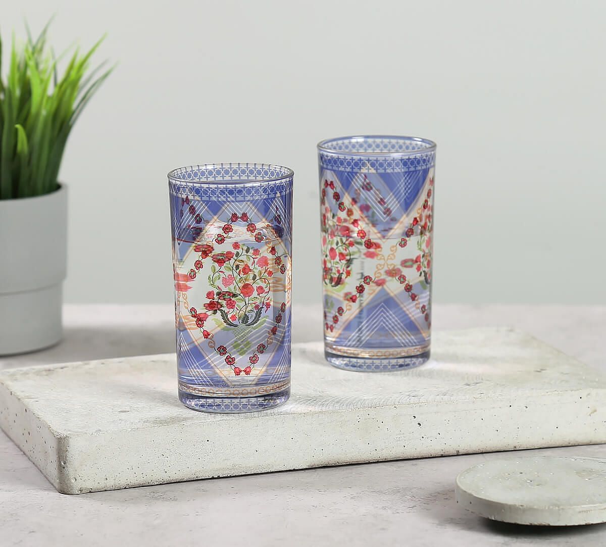 India Circus by Krsnaa Mehta Spring Bloom Glass Tumbler Set of 2