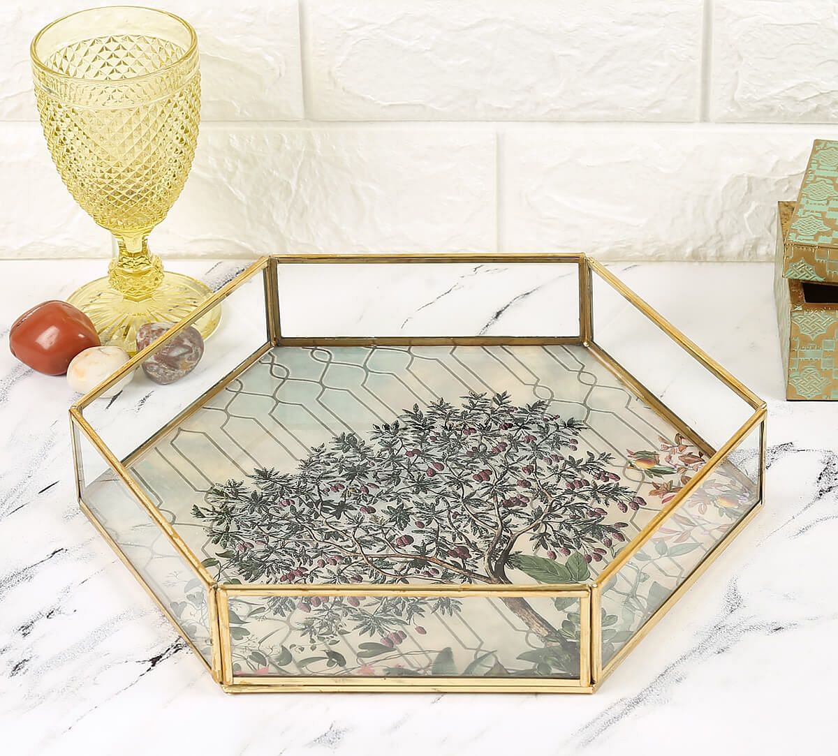 India Circus by Krsnaa Mehta Sultry Greenwood Hexagon Tray