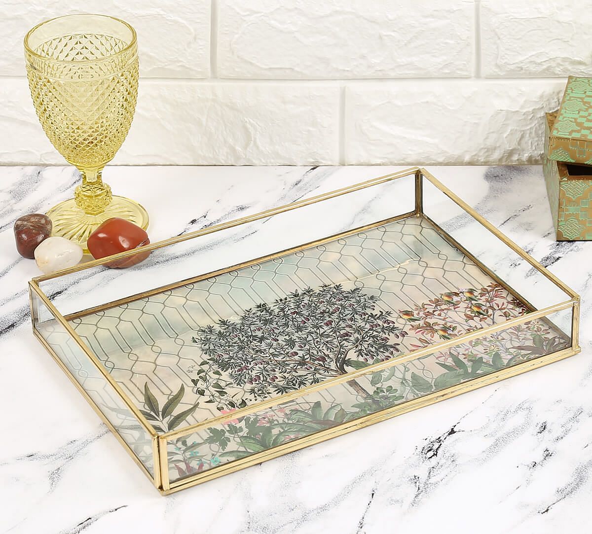 India Circus by Krsnaa Mehta Sultry greenwood Rectangle Tray