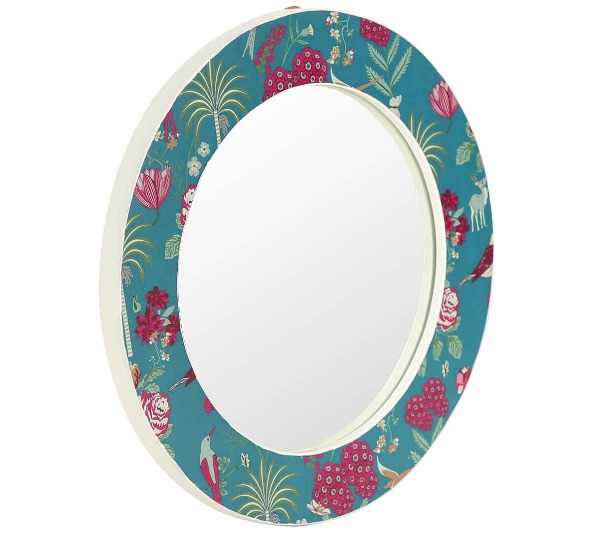 India Circus by Krsnaa Mehta Teal Floral Galore Wall Mirror
