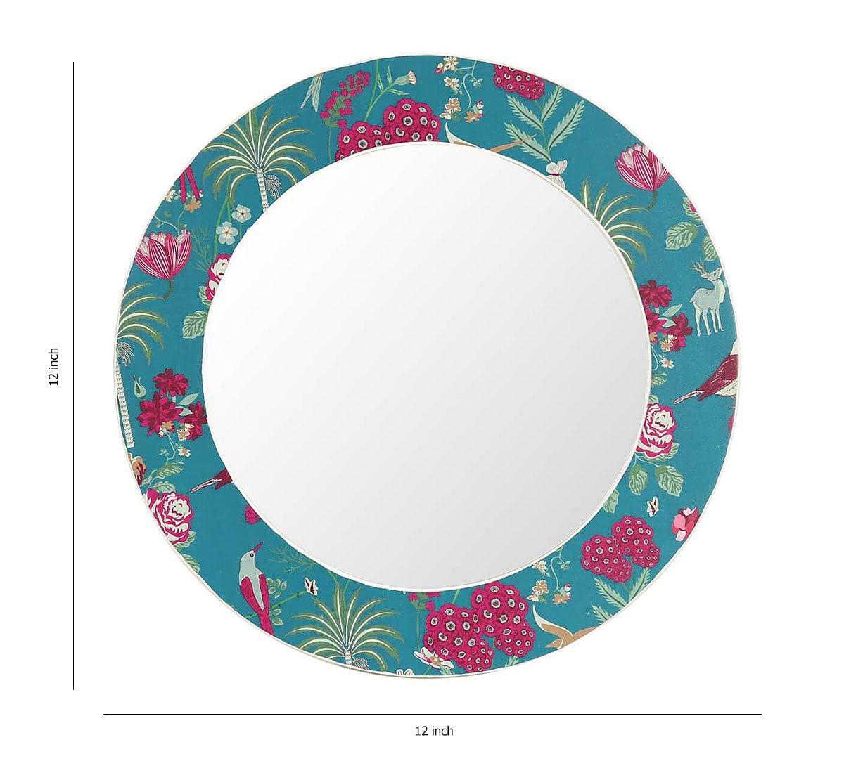 India Circus by Krsnaa Mehta Teal Floral Galore Wall Mirror