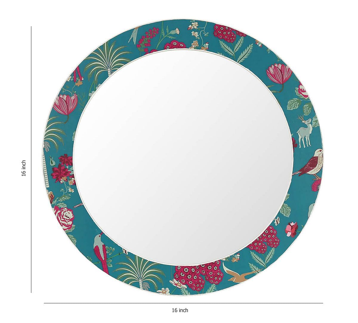 India Circus by Krsnaa Mehta Teal Floral Galore Wall Mirror