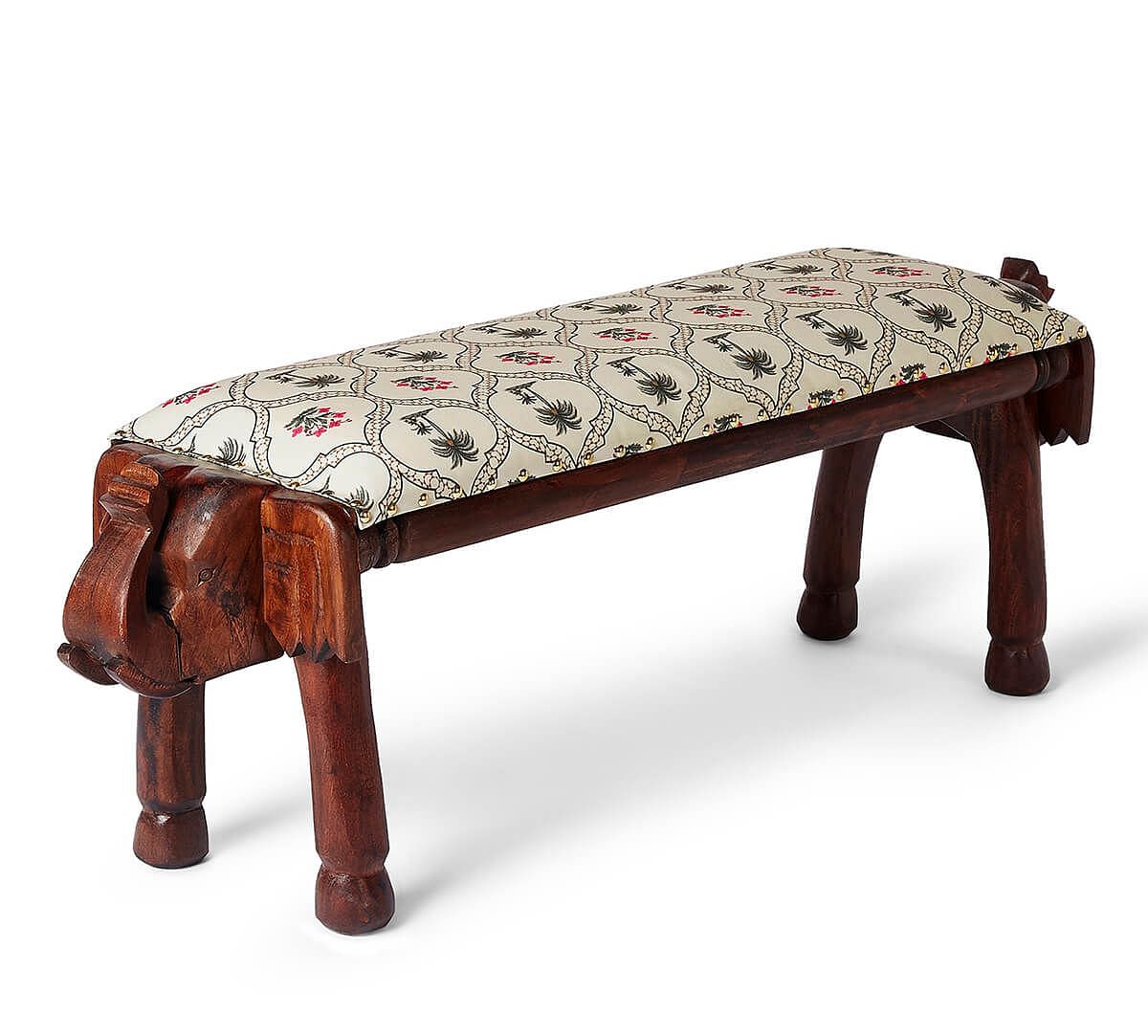 India Circus by Krsnaa Mehta Tropic Tryst Wooden Elephant Bench