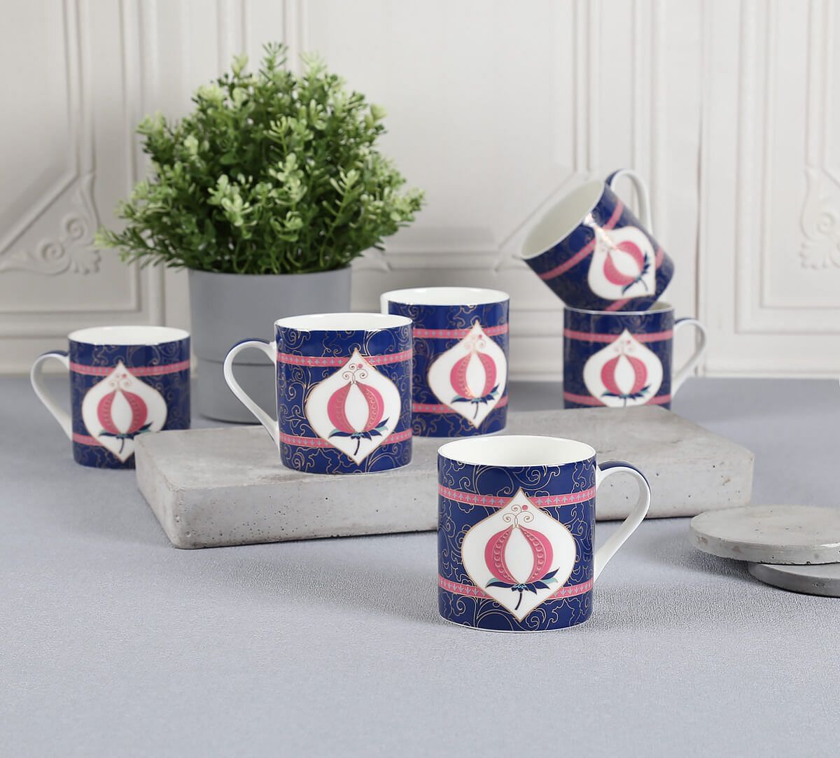 India Circus by Krsnaa Mehta Tropical Garden Trellis Mug Set of 6