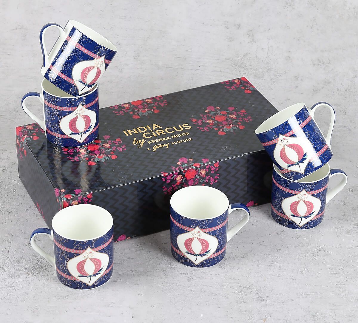 India Circus by Krsnaa Mehta Tropical Garden Trellis Mug Set of 6