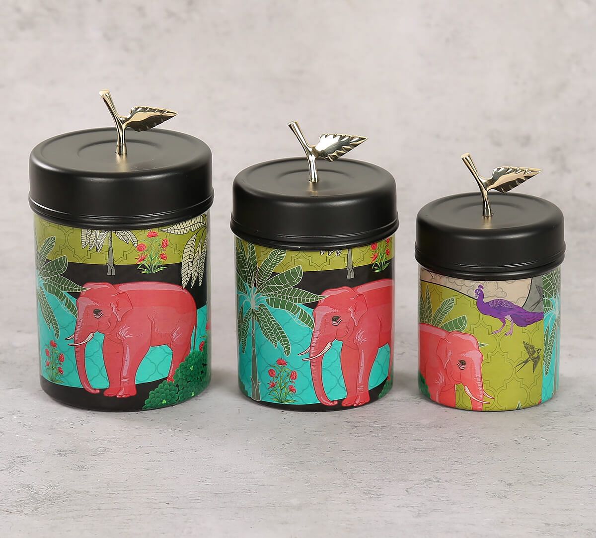 India Circus by Krsnaa Mehta Tropical Paradise Steel Container Set of 3