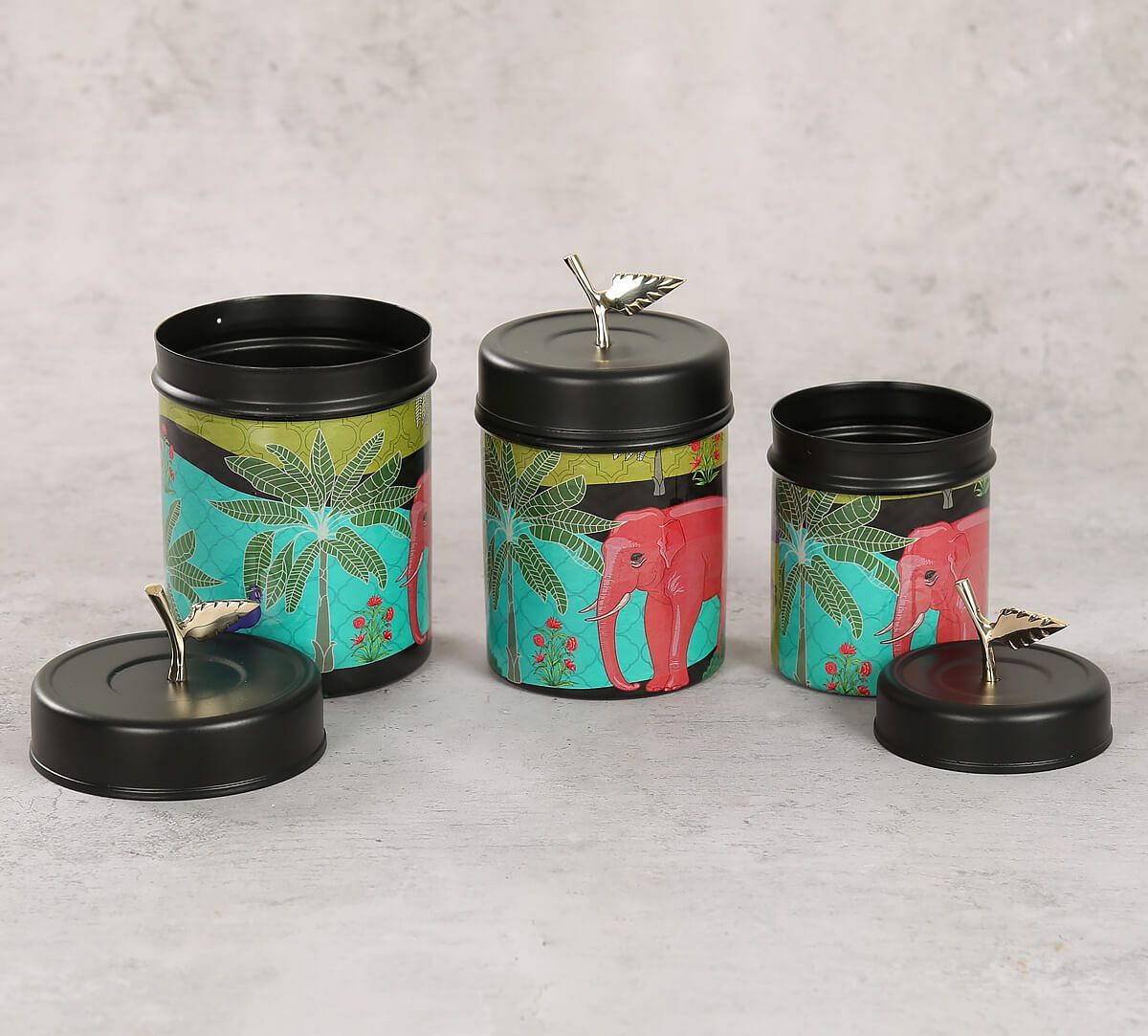 India Circus by Krsnaa Mehta Tropical Paradise Steel Container Set of 3