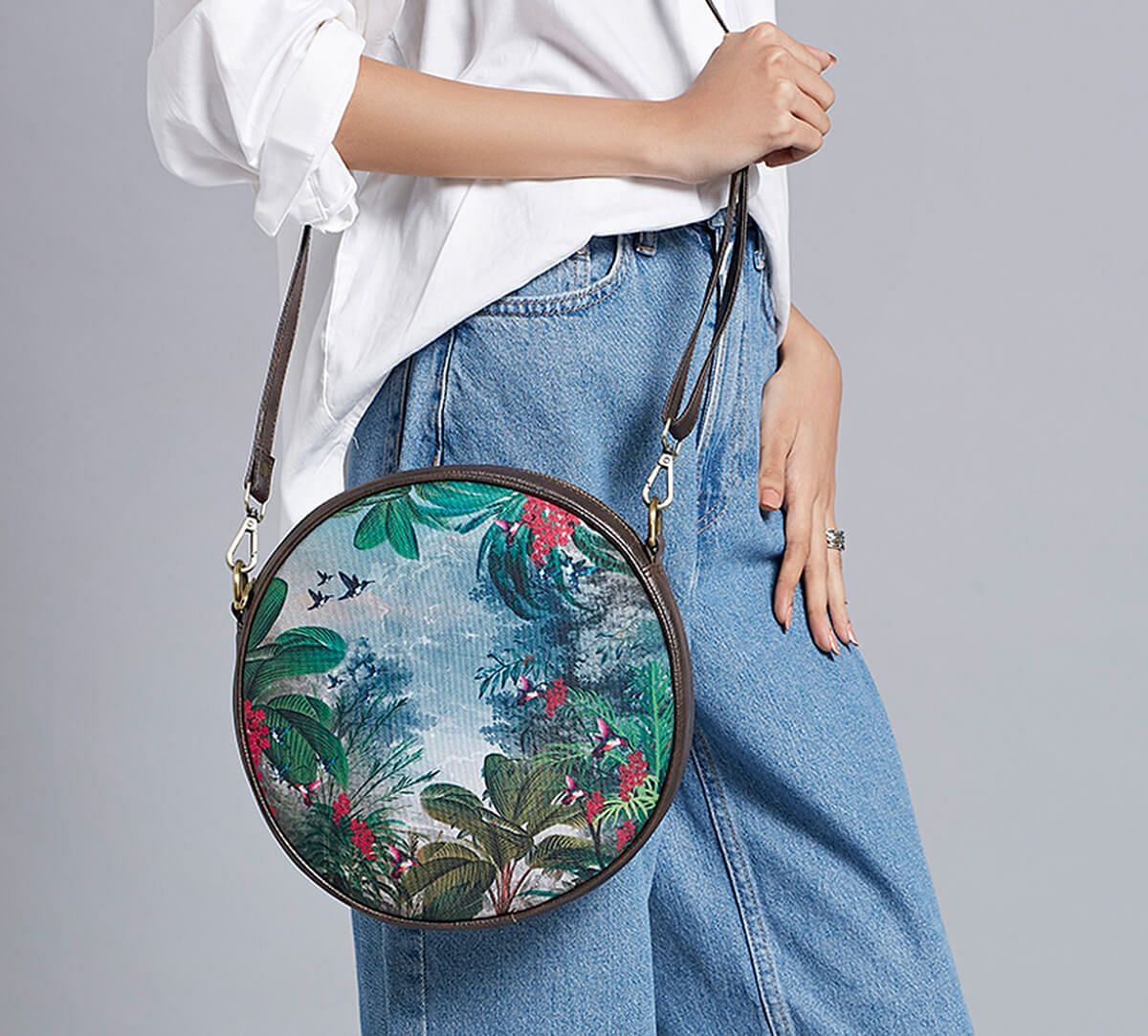 India Circus by Krsnaa Mehta Tropical View Round Crossbody Bag