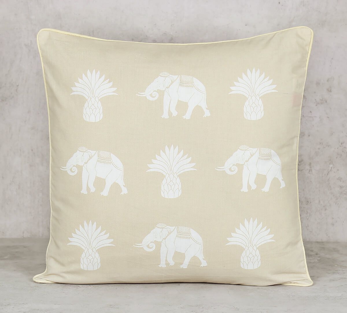 India Circus by Krsnaa Mehta Tusker Tropics Cotton Poplin Cushion Cover