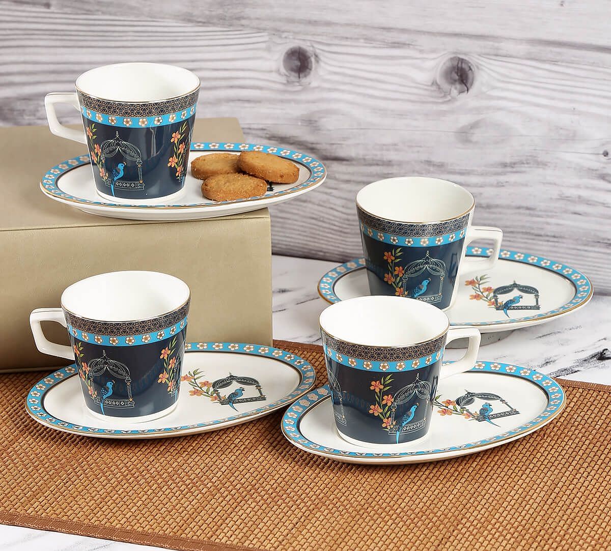 India Circus by Krsnaa Mehta Verdant Chef d'oeuvre Cup and Saucer Set of 4