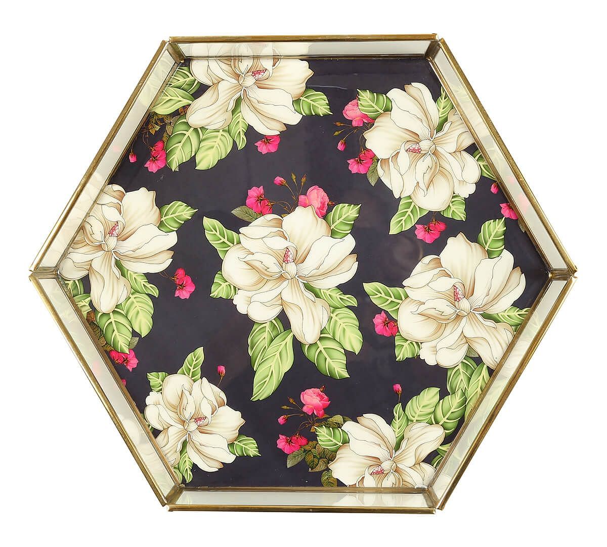 India Circus by Krsnaa Mehta White Rose Allure Hexagon Tray