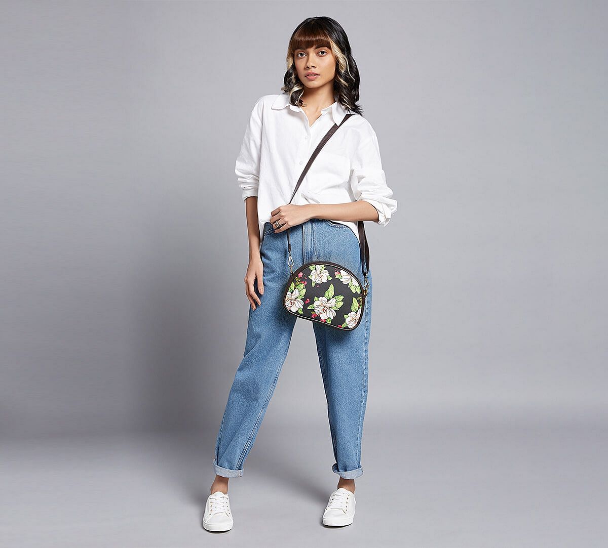 India Circus by Krsnaa Mehta White Rose Allure Crossbody Bag