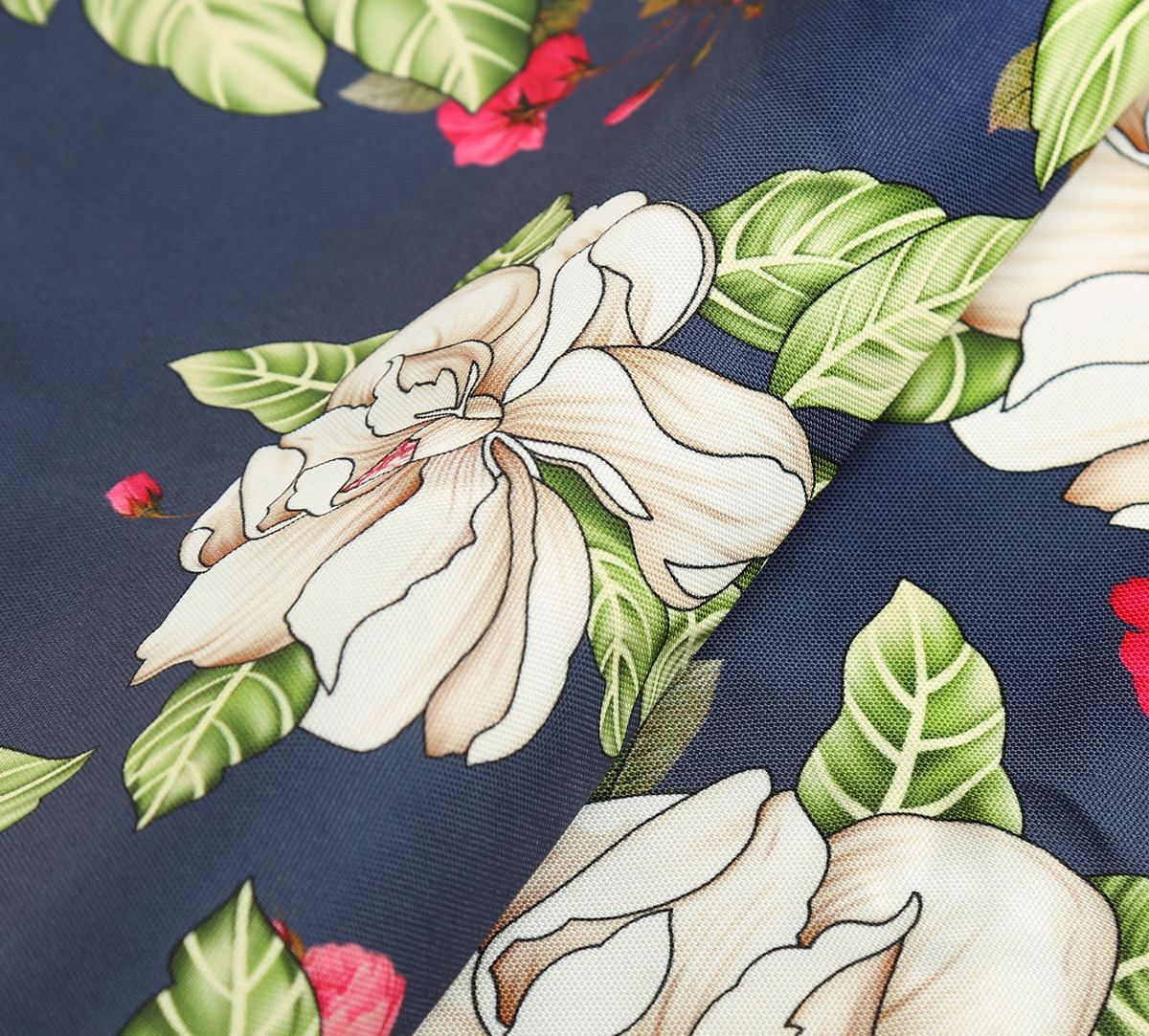 India Circus by Krsnaa Mehta White Rose Allure Denim Fabric