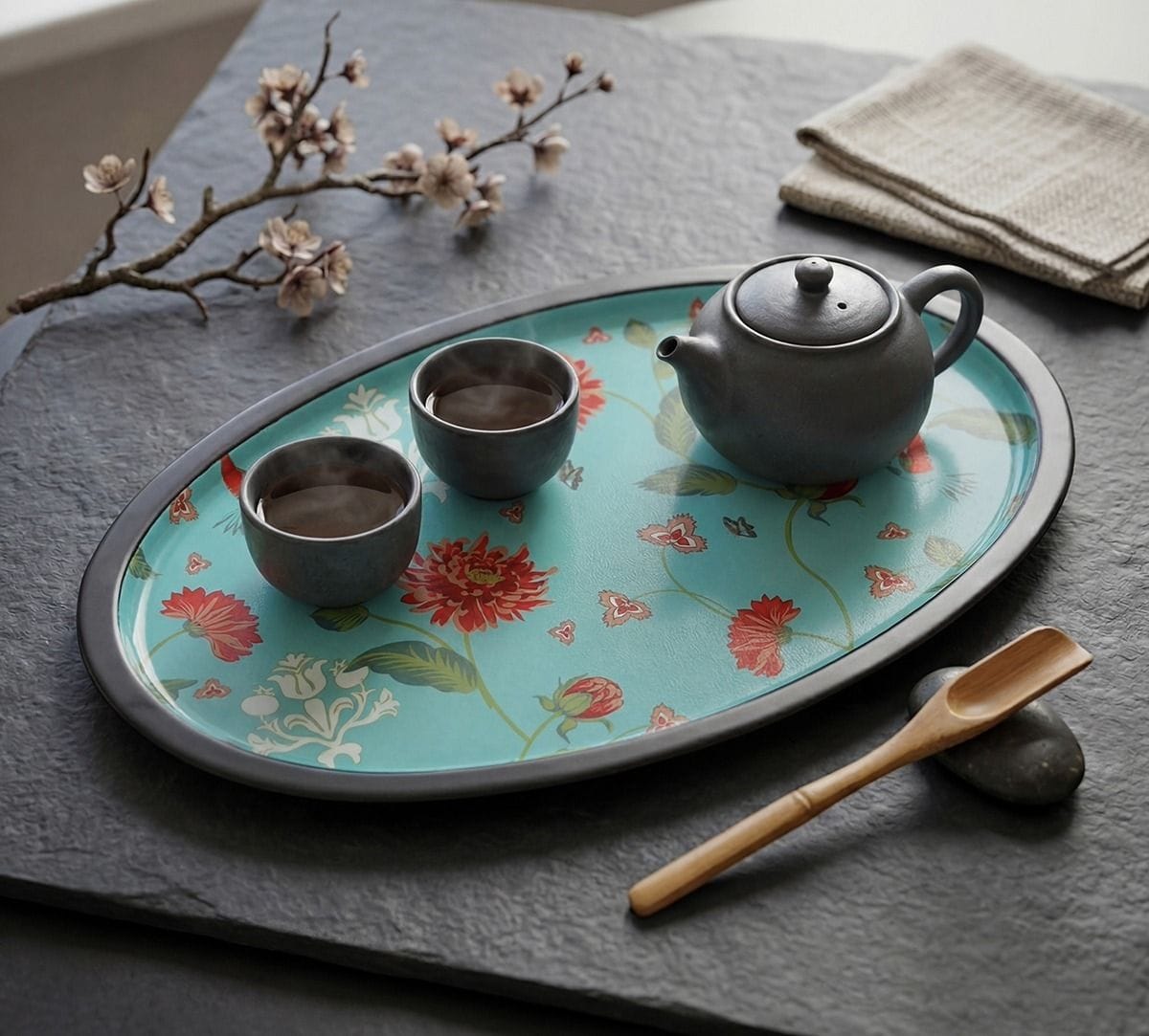 Zinnian Jazz Oval Tray