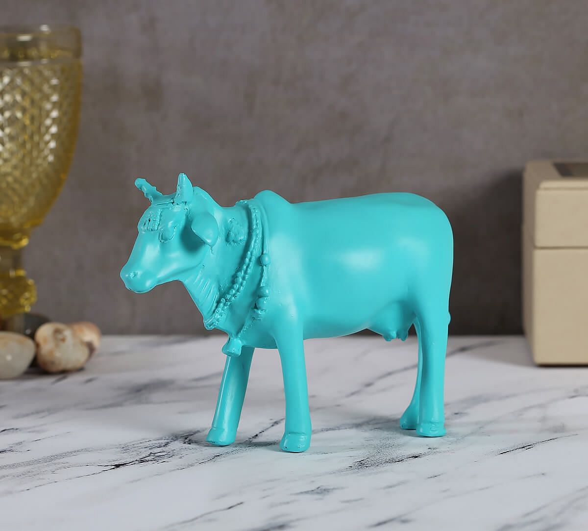 India Circus Cerulean Cow Figurine