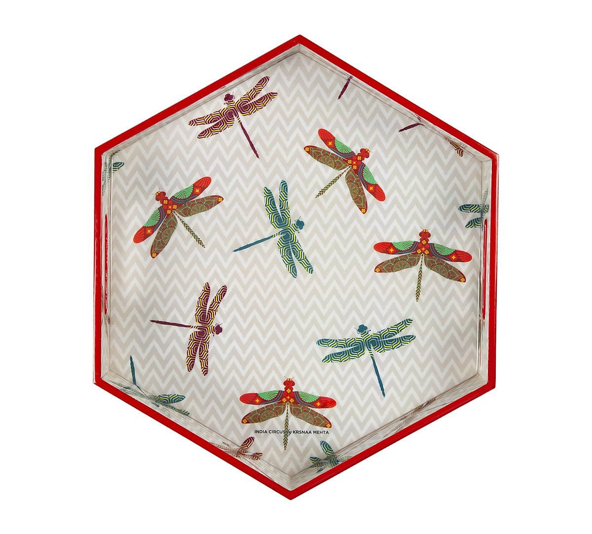 India Circus Chevron Butterflies Hexagon Serving Tray